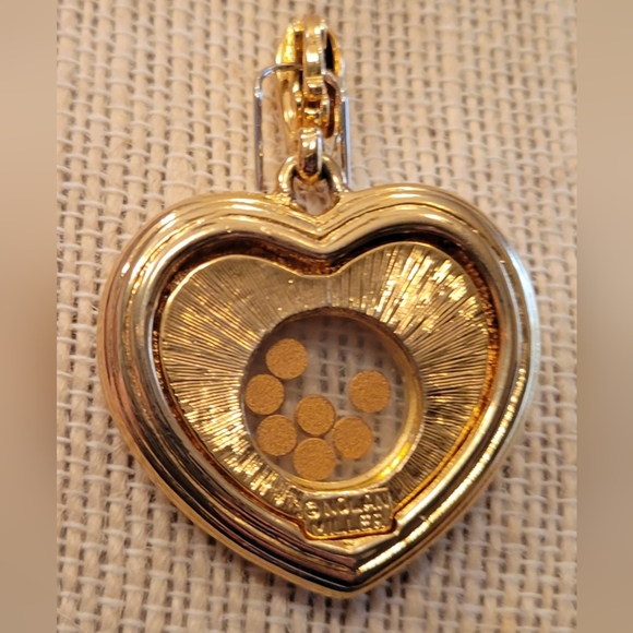 Nolan Miller Gold Tone Crystal Heart with Floating Crystals Pendant Enhancer - Picture 8 of 9